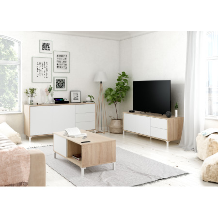 Meuble TV 2 portes et 2 tiroirs L130 cm