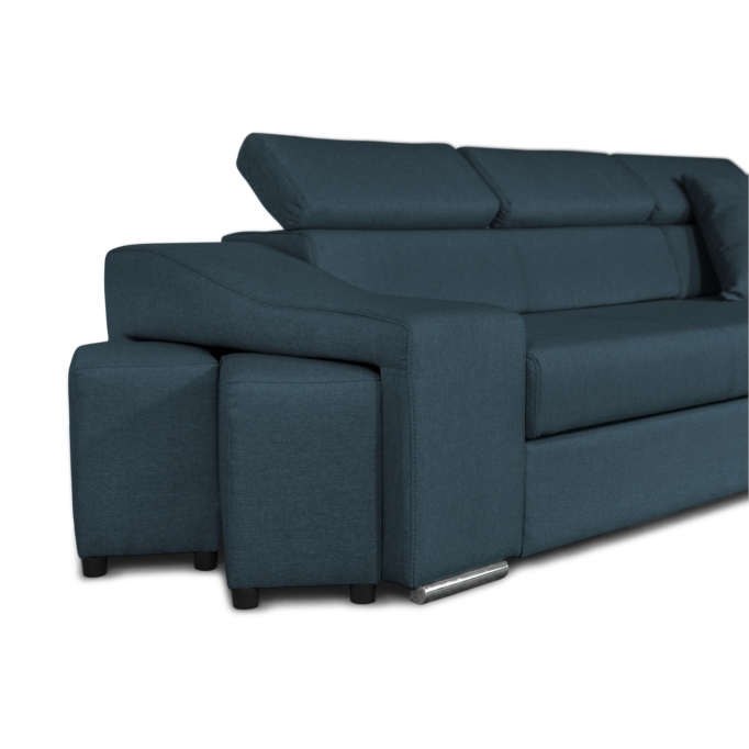 STILO - Canapé d'angle réversible, convertible avec coffre et 2 poufs en tissu