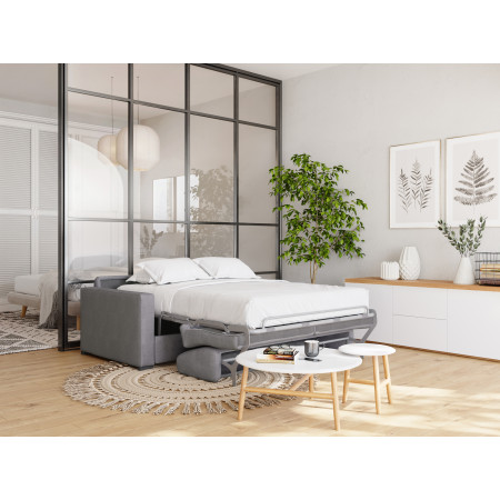 DYLAN PREMIUM - Canapé convertible système couchage express matelas 17cm 3 places en tissu