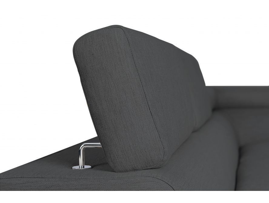 MATEO L - Canapé d'angle convertible avec coffre pieds bois noir en tissu