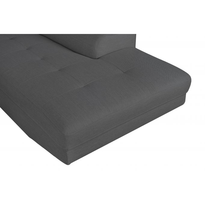 MATEO L - Canapé d'angle convertible avec coffre pieds bois noir en tissu