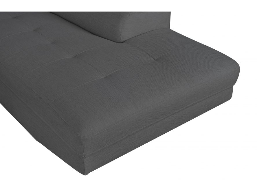 MATEO L - Canapé d'angle convertible avec coffre pieds bois noir en tissu