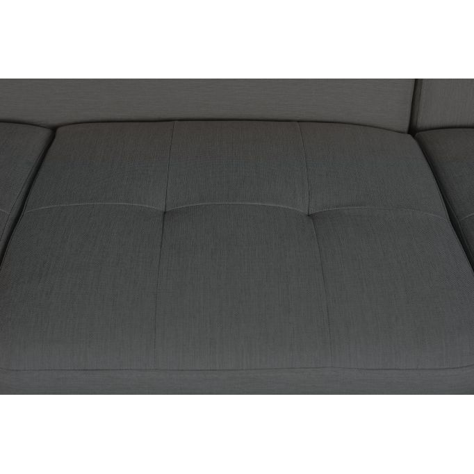 MATEO L - Canapé d'angle convertible avec coffre pieds bois en tissu