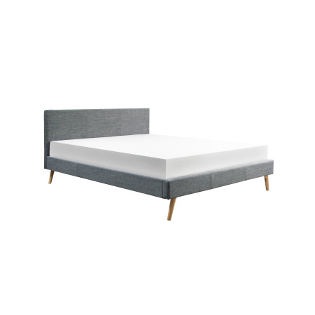 1199 - Cadre de lit style scandinave en tissu avec pieds bois