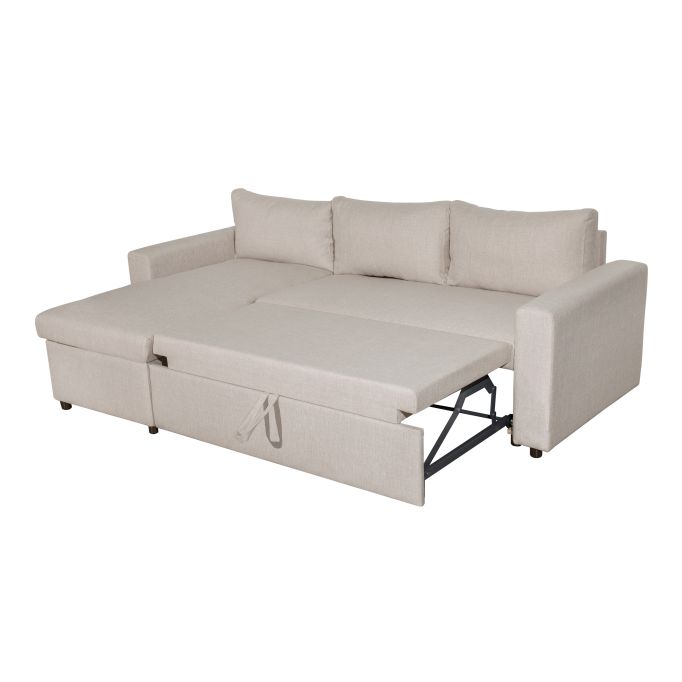 MARIA - Canapé d'angle réversible, convertible en tissu avec coffre de rangement