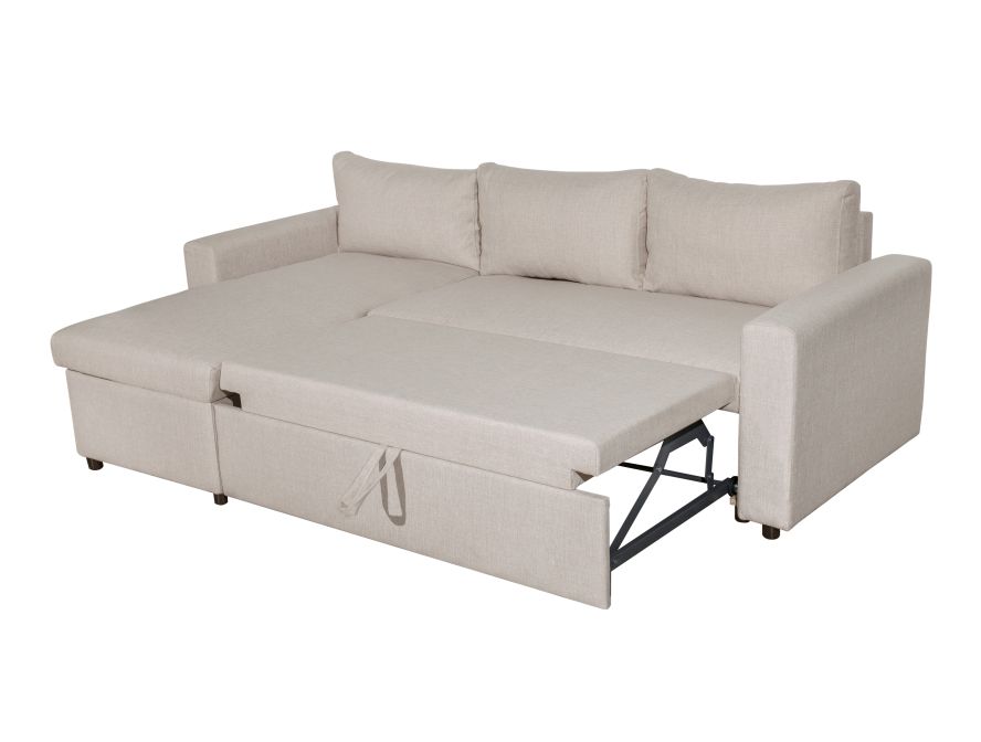 MARIA - Canapé d'angle réversible, convertible en tissu avec coffre de rangement