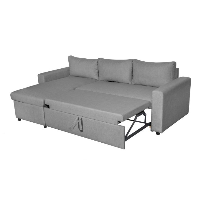 MARIA - Canapé d'angle réversible, convertible en tissu avec coffre de rangement