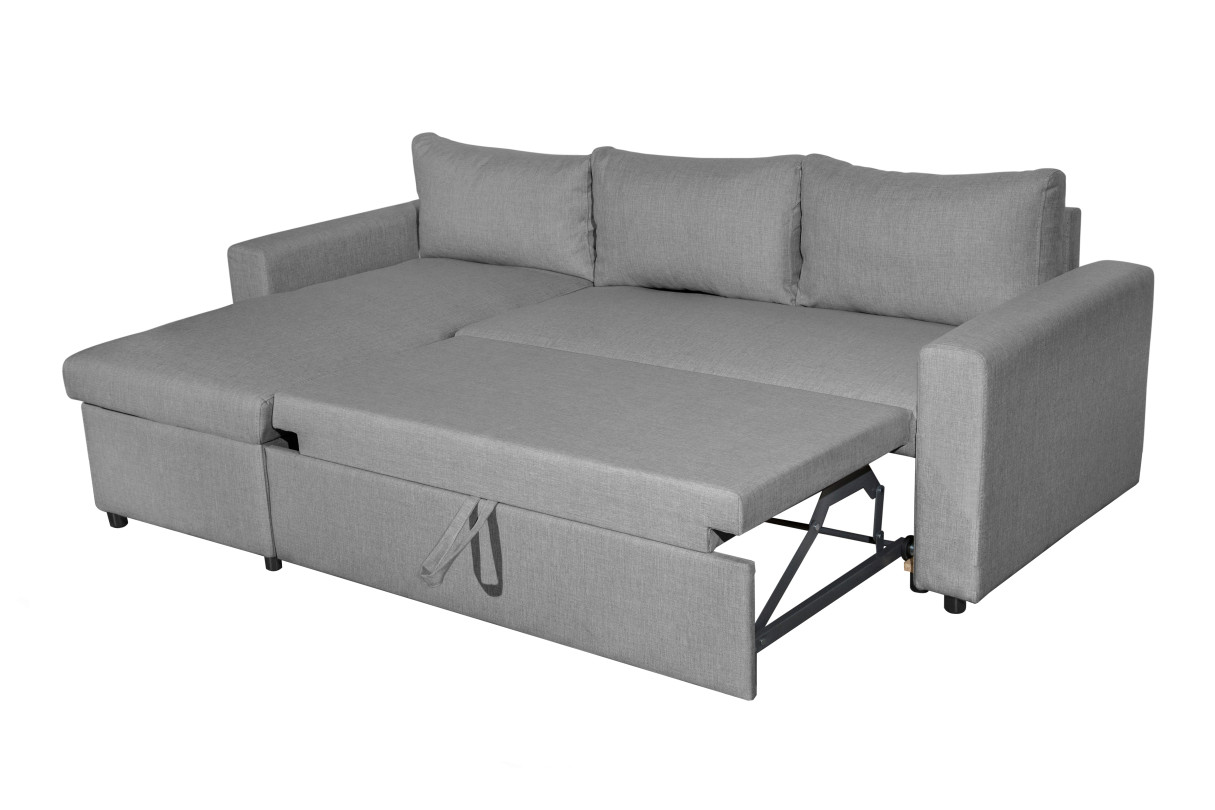 MARIA - Canapé d'angle réversible, convertible en tissu avec coffre de rangement