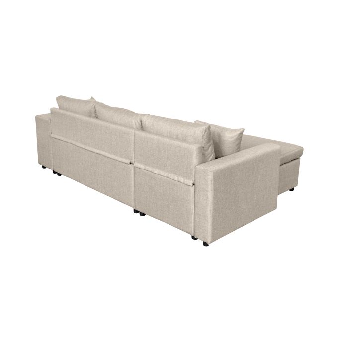 MARIA PLUS - Canapé d'angle réversible convertible avec coffre et 2 poufs en tissu