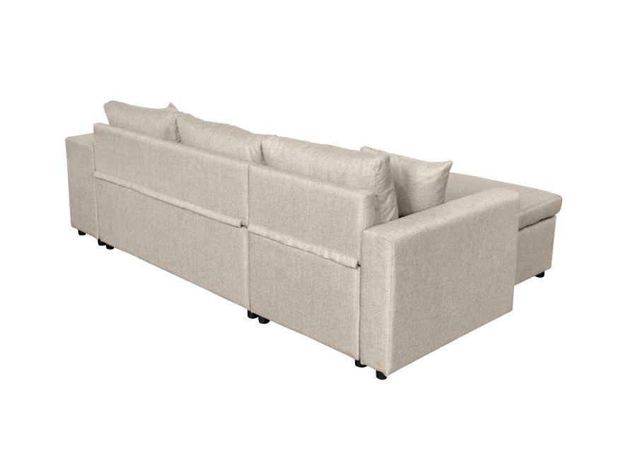 MARIA PLUS - Canapé d'angle réversible convertible avec coffre et 2 poufs en tissu