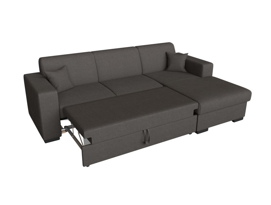 CARIBI - Canapé d'angle convertible avec coffre en tissu