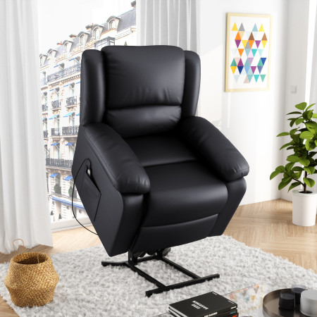 9121 - Fauteuil de relaxation électrique et releveur en simili