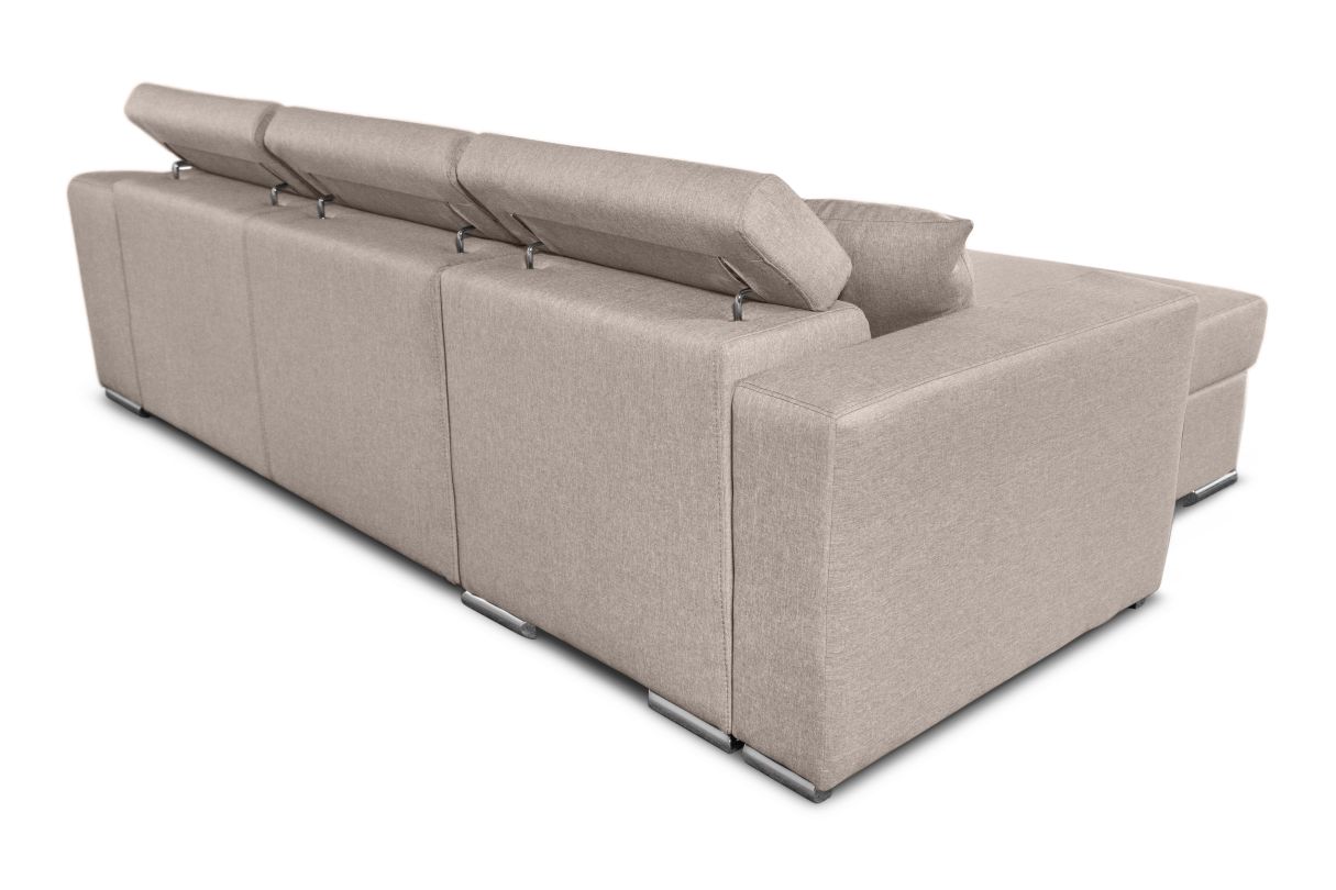 STILO - Canapé d'angle réversible, convertible avec coffre et 2 poufs en tissu