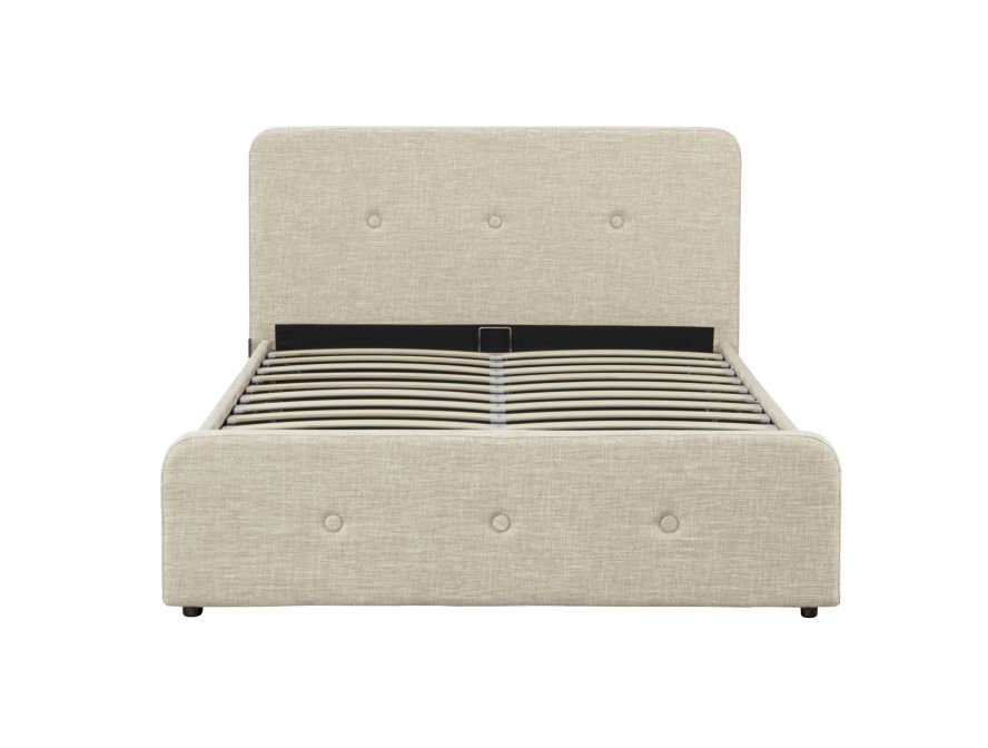 BELLY - Cadre de lit avec tête de lit, sommier à lattes et coffre de rangement en tissu