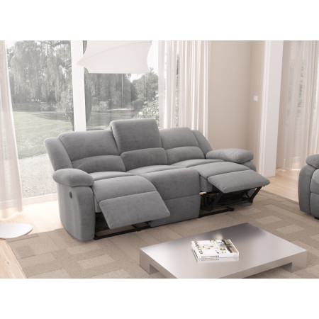 9121 - Ensemble canapé relax électrique 3 places + fauteuil releveur en microfibre