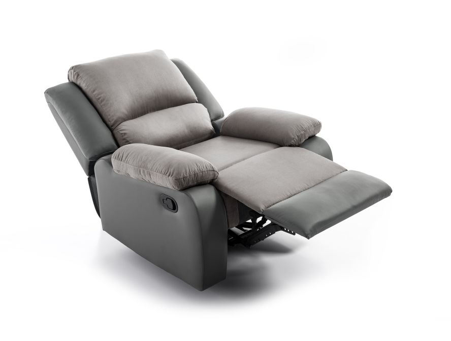 9121 - Ensemble canapé relax manuel 3 places + fauteuil manuel en microfibre et simili