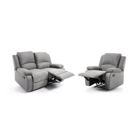 9121 - Ensemble canapé relax manuel 2 places + fauteuil manuel en microfibre