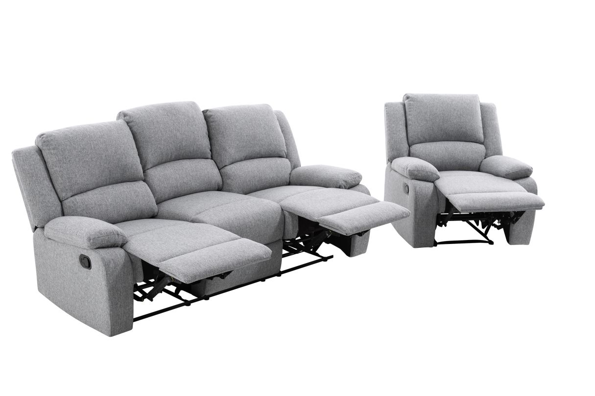 9121 - Ensemble canapé relax manuel 3 places + fauteuil manuel en tissu