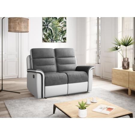 9222 - Ensemble canapé relax manuel 2 places + fauteuil manuel en microfibre et simili