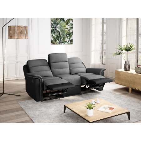 9222 - Ensemble canapé relax manuel 3 places + fauteuil manuel en microfibre et simili