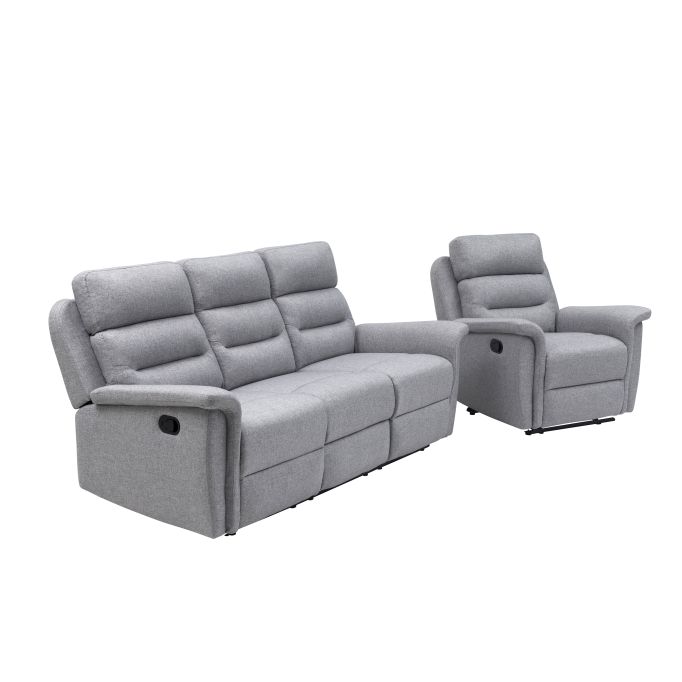 9222 - Ensemble canapé relax manuel 3 places + fauteuil manuel en tissu
