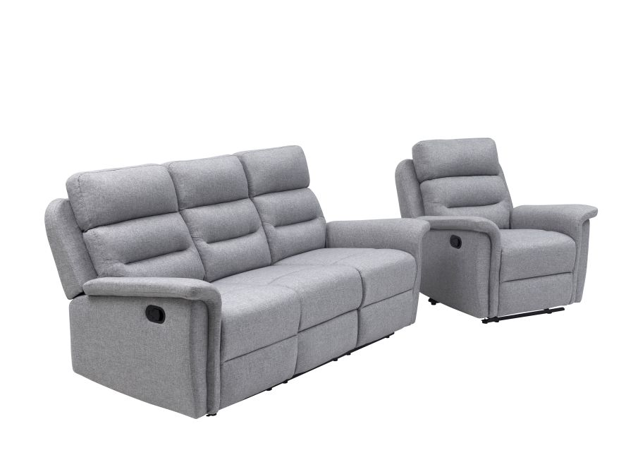 9222 - Ensemble canapé relax manuel 3 places + fauteuil manuel en tissu