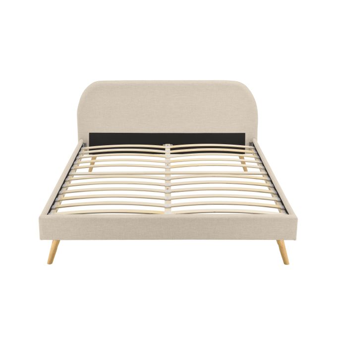 SOMN - Cadre de lit scandinave avec tête de lit et sommier à lattes en tissu