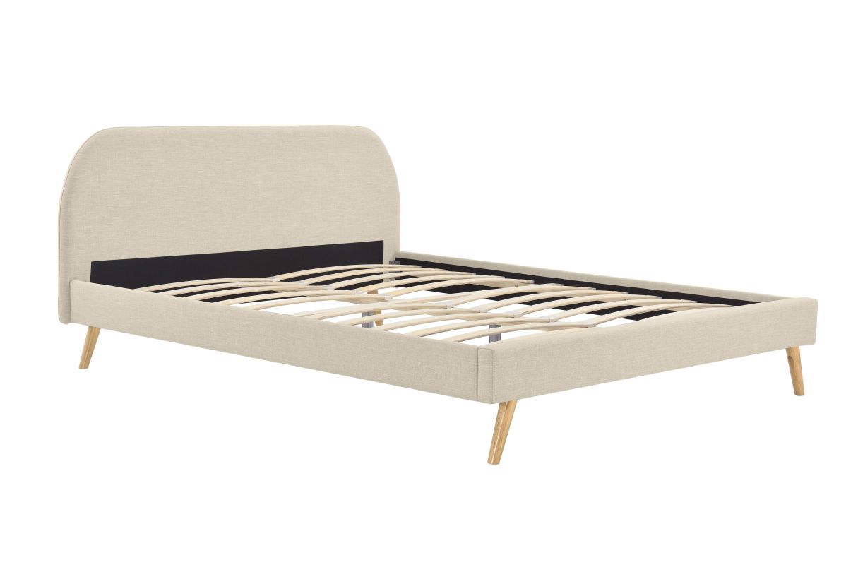 SOMN - Cadre de lit scandinave avec tête de lit et sommier à lattes en tissu