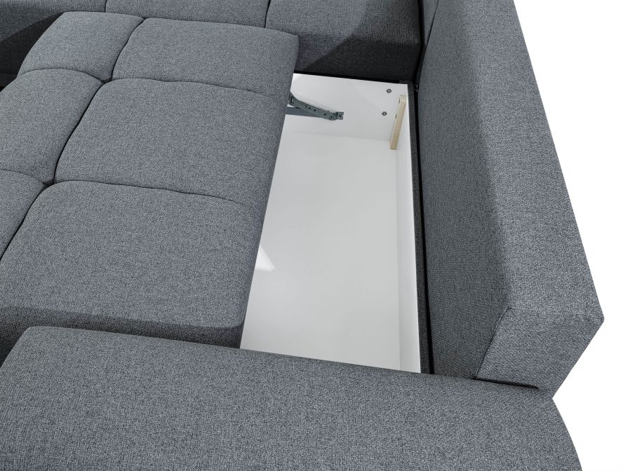 CABELLO - Canapé d'angle convertible avec coffre en tissu