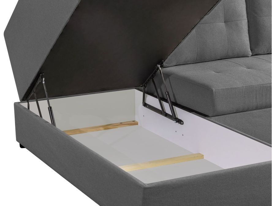 ARTEMIS - Canapé d'angle convertible avec coffre en tissu