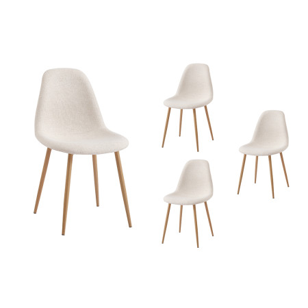 KEY - Lot de 4 chaises scandinave en tissu