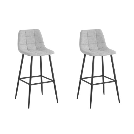 FLYNN - Lot de 2 tabourets de bar en tissu avec pieds noir