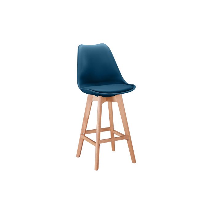 TOMMY - Lot de 2 tabourets de bar scandinave avec pieds bois