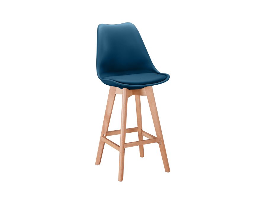 TOMMY - Lot de 2 tabourets de bar scandinave avec pieds bois