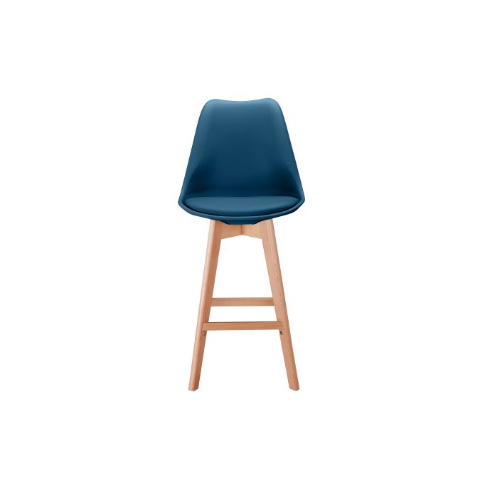 TOMMY - Lot de 2 tabourets de bar scandinave avec pieds bois