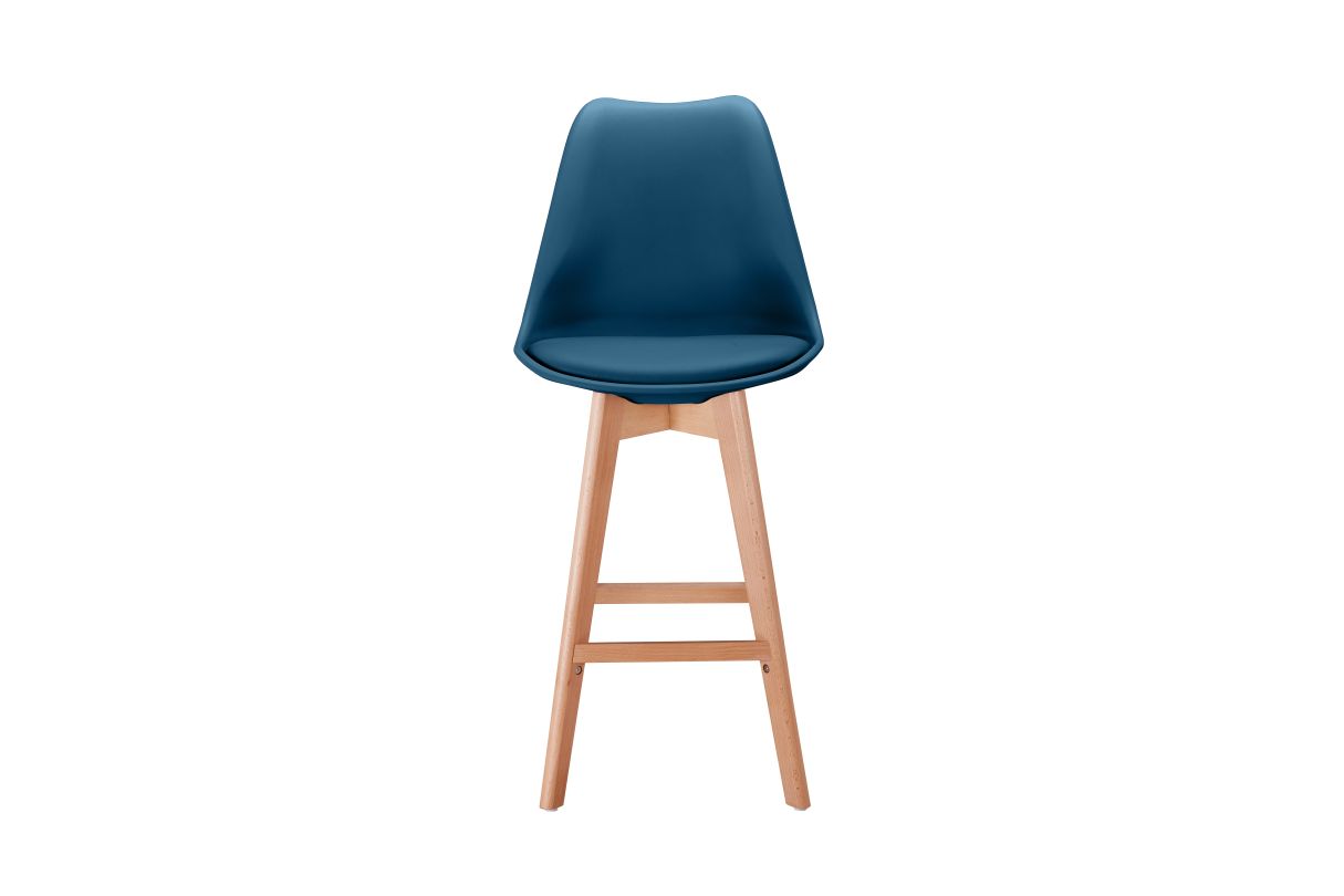 TOMMY - Lot de 2 tabourets de bar scandinave avec pieds bois