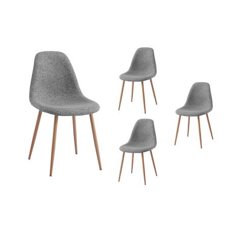 KEY - Lot de 4 chaises scandinave en tissu