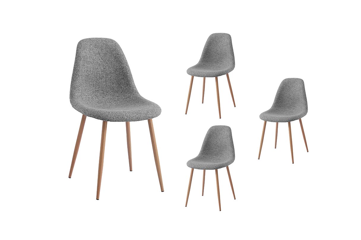 KEY - Lot de 4 chaises scandinave en tissu