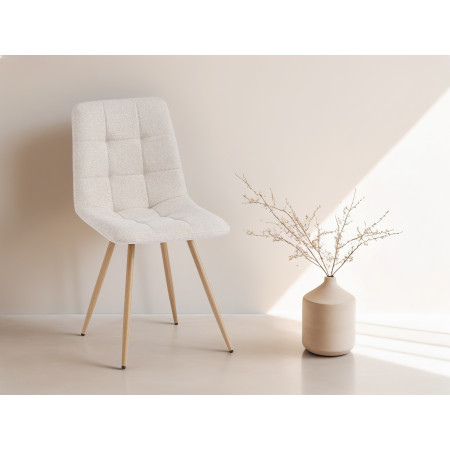 FLYNN - Lot de 2 chaises en tissu pieds bois