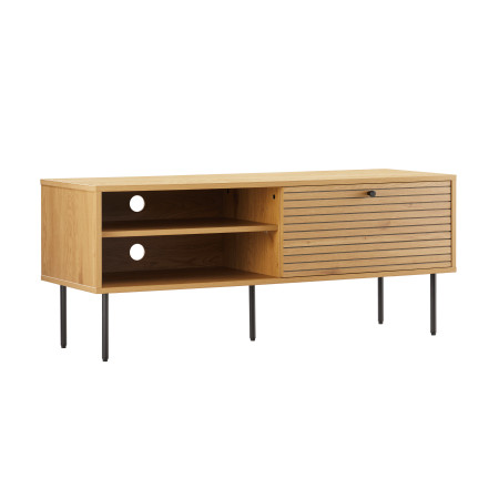 BRODIE - Meuble TV 120cm en bois et pieds noirs