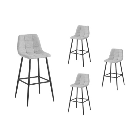 FLYNN - Lot de 4 tabourets de bar en tissu avec pieds noir