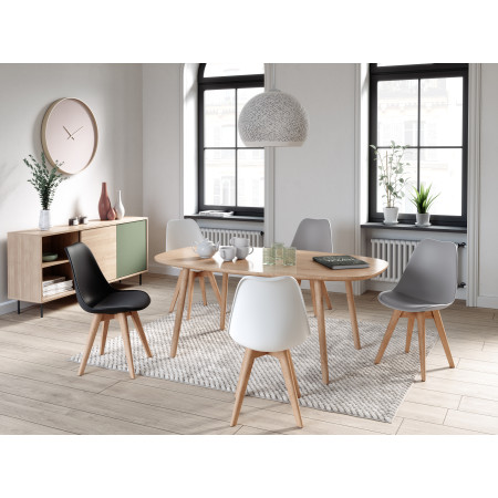 TOMMY - Lot de 4 chaises scandinaves en simili avec pieds bois