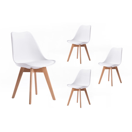 TOMMY - Lot de 4 chaises scandinaves en simili avec pieds bois