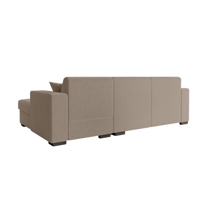 CARIBI - Canapé d'angle convertible avec coffre en tissu bouclettes