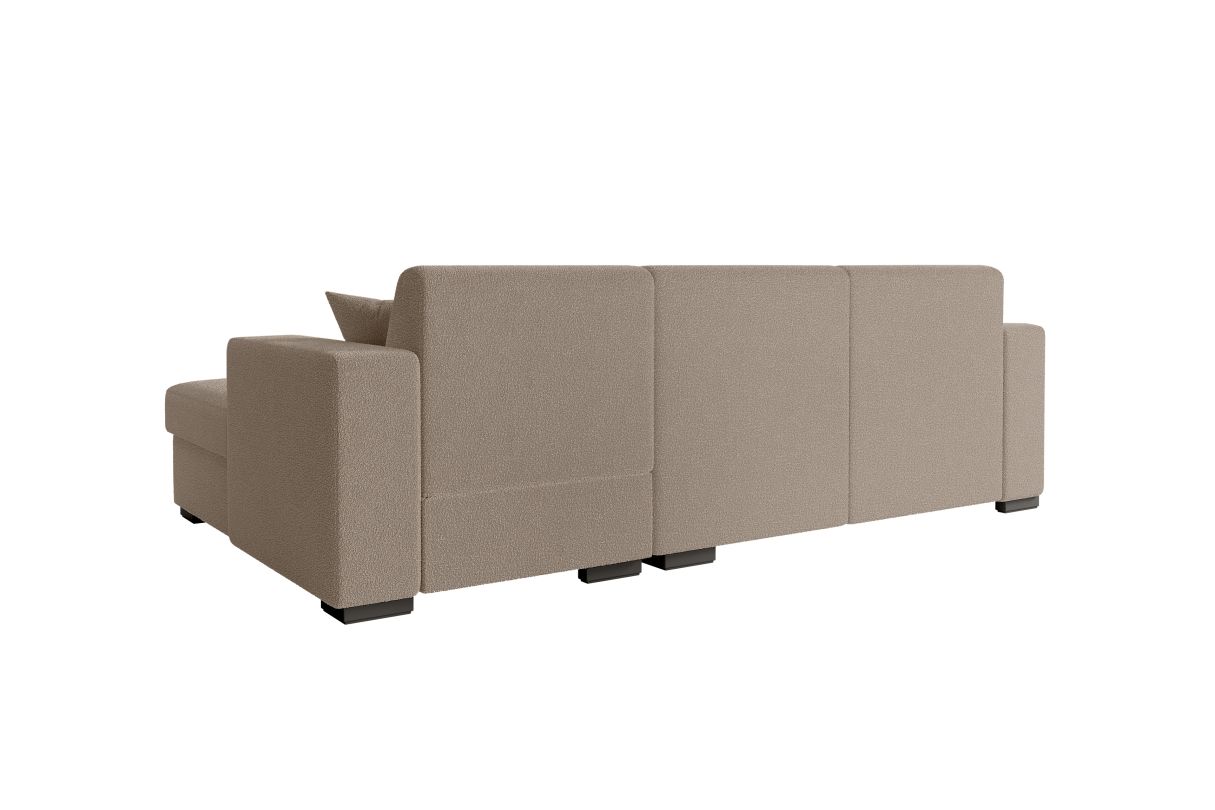 CARIBI - Canapé d'angle convertible avec coffre en tissu bouclettes