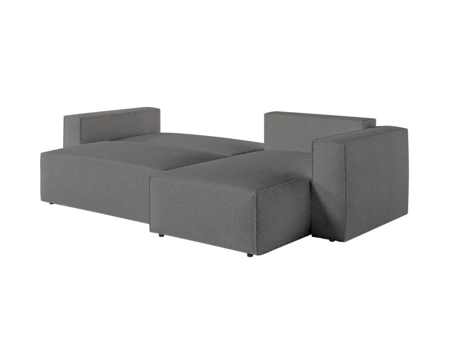 CHARLOTTE - Canapé d'angle convertible réversible avec coffre en tissu bouclettes