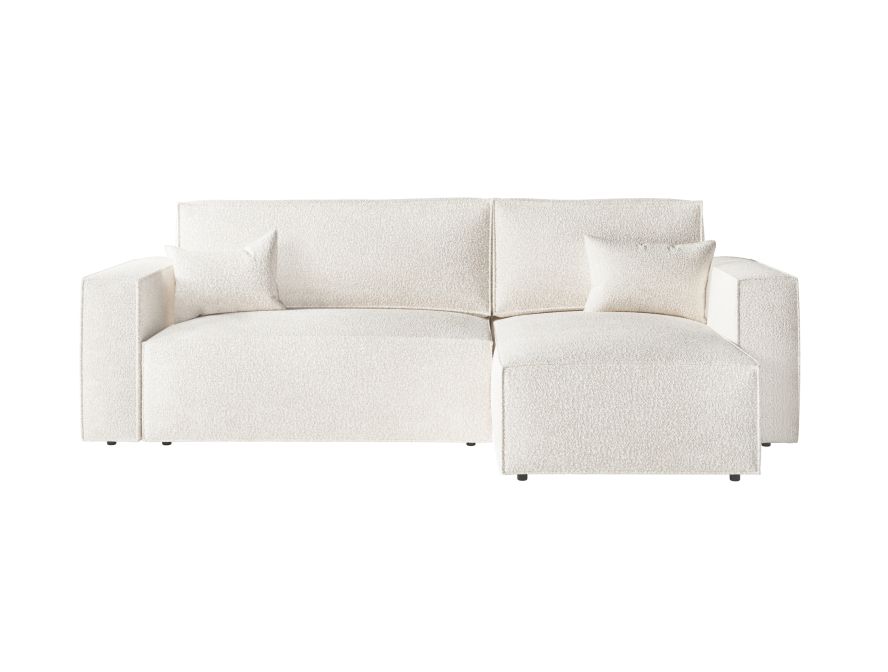 CHARLOTTE - Canapé d'angle convertible réversible avec pouf en tissu bouclette