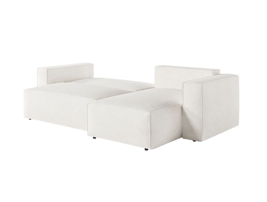 CHARLOTTE - Canapé d'angle convertible réversible avec pouf en tissu bouclette