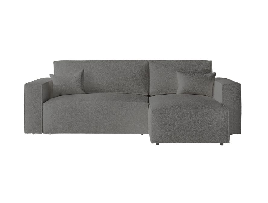 CHARLOTTE - Canapé d'angle convertible réversible avec pouf en tissu bouclette