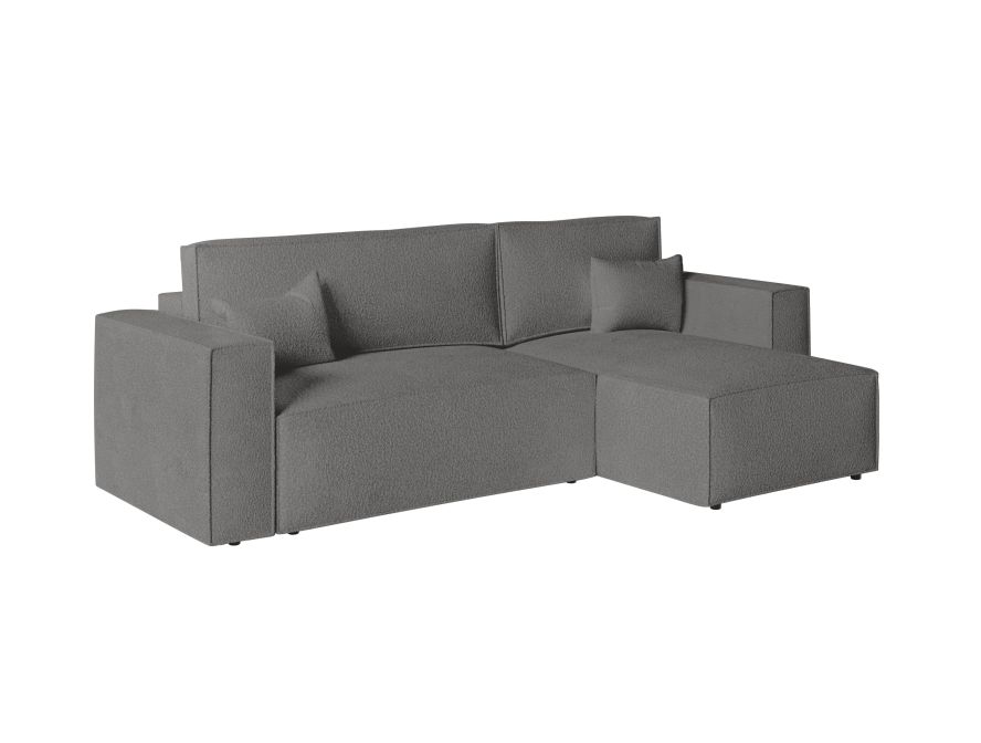 CHARLOTTE - Canapé d'angle convertible réversible avec pouf en tissu bouclette